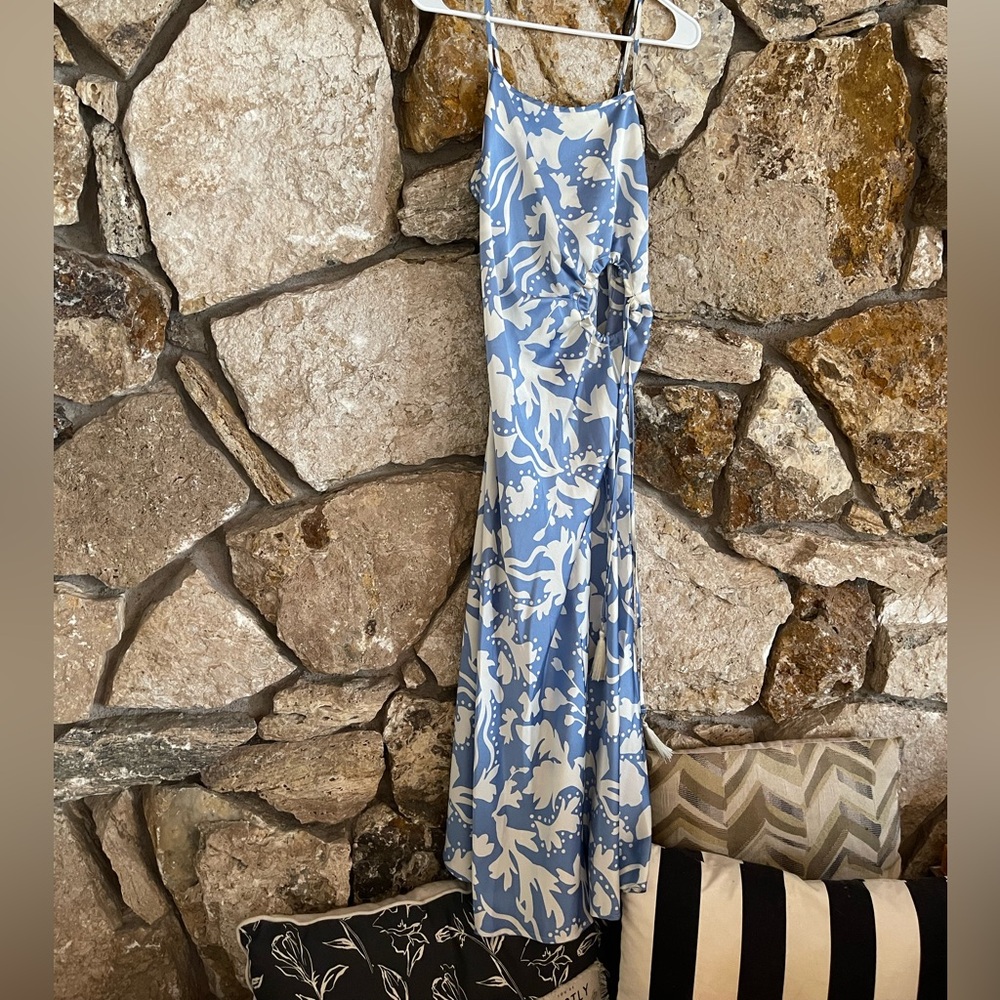 Blue and White Floral Maxi Dress